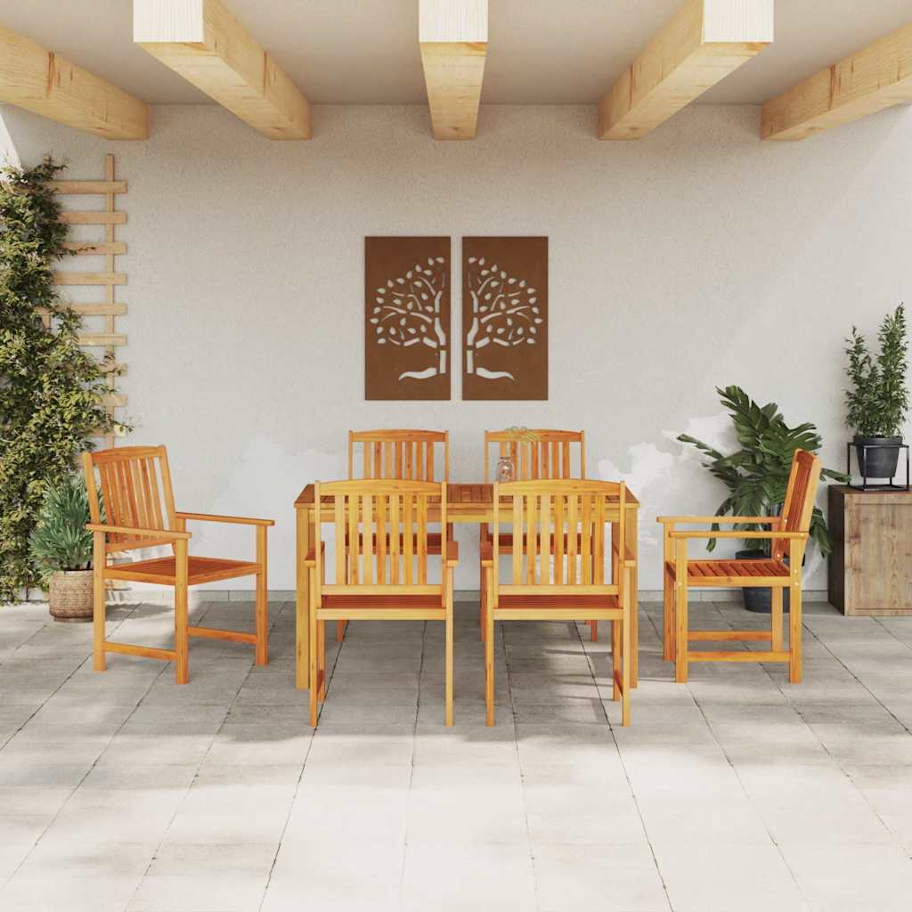 Outdoor Furniture Set 5 Piece Dining Solid Acacia Wood Brown 150 Cm Table Length