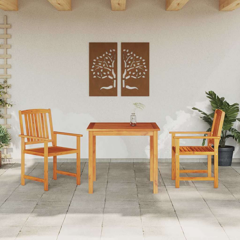 Garden Dining Set 3 Pcs Brown Solid Acacia Wood