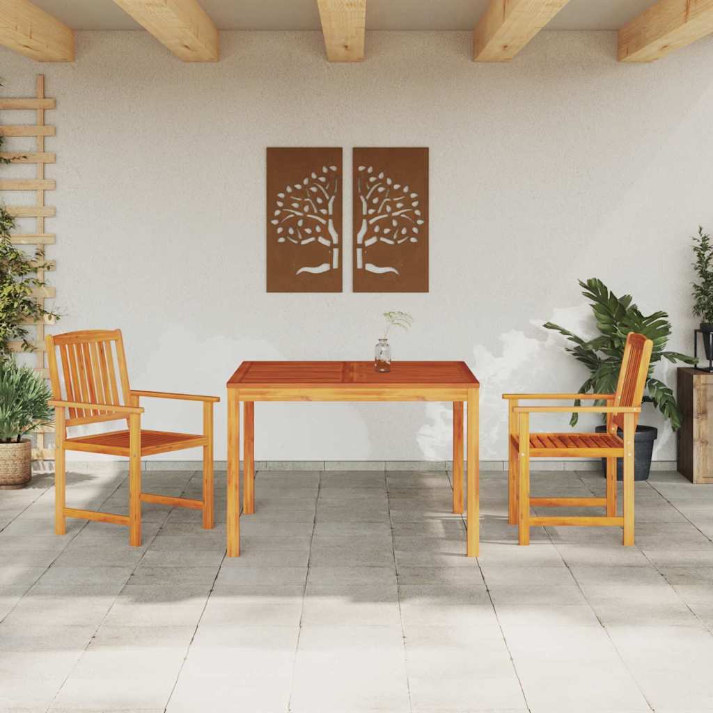 Garden Dining Set 3 Pcs Brown Solid Acacia Wood