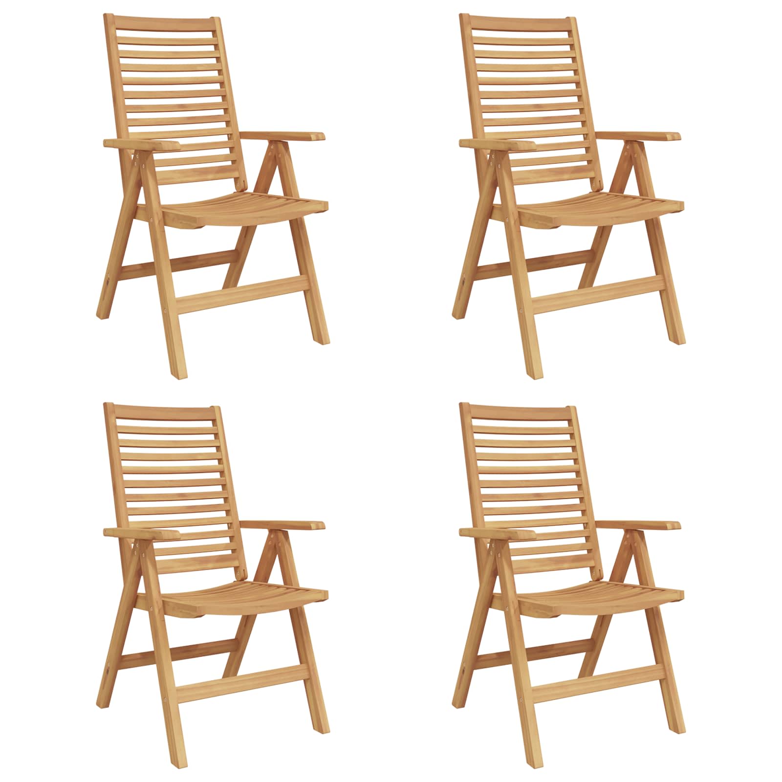 Chair Folding 2 Pcs Brown 64.5 X 52 X 108 Cm Solid Teak Wood