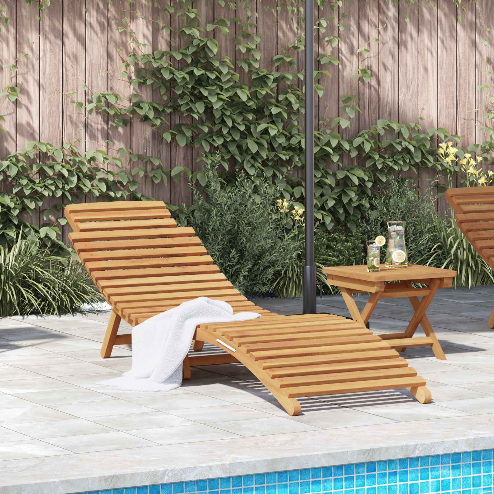 Sun Lounger Brown 198 X 55 X 58.5 Cm Solid Teak Wood