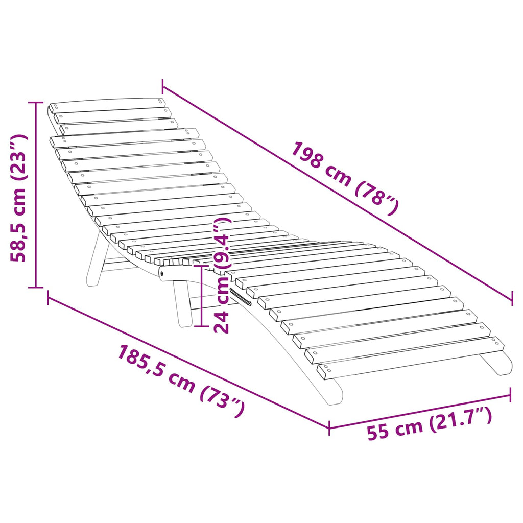 Sun Lounger Brown 198 X 55 X 58.5 Cm Solid Teak Wood