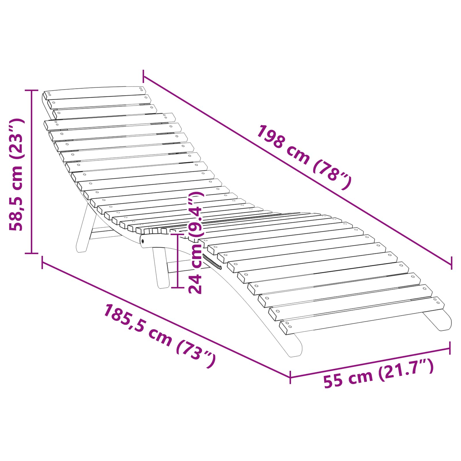 Sun Lounger Brown 198 X 55 X 58.5 Cm Solid Teak Wood