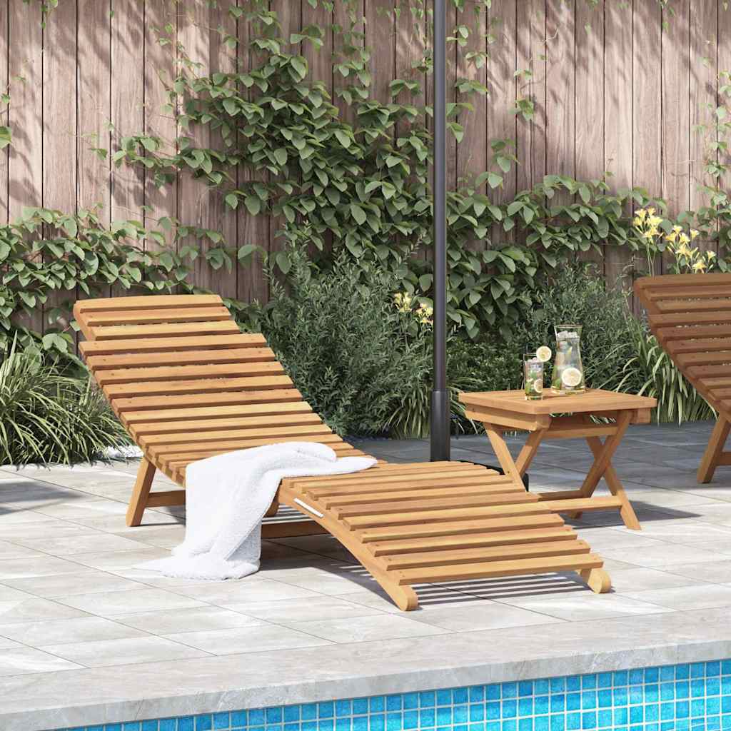 Sun Lounger Brown 198 X 55 X 58.5 Cm Solid Teak Wood