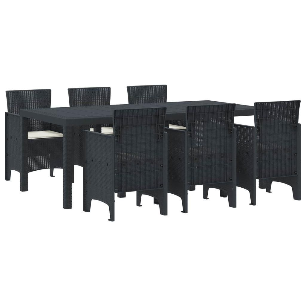 Garden Dining Set 7 Pcs Anthracite Polypropylene