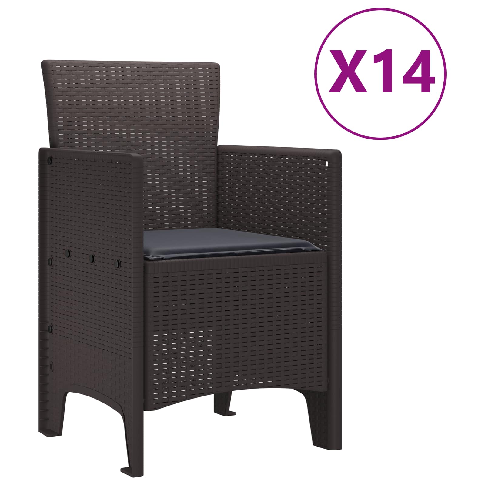 Garden Dining Set With Cushions With Cushion 15 Pcs Brown Pp