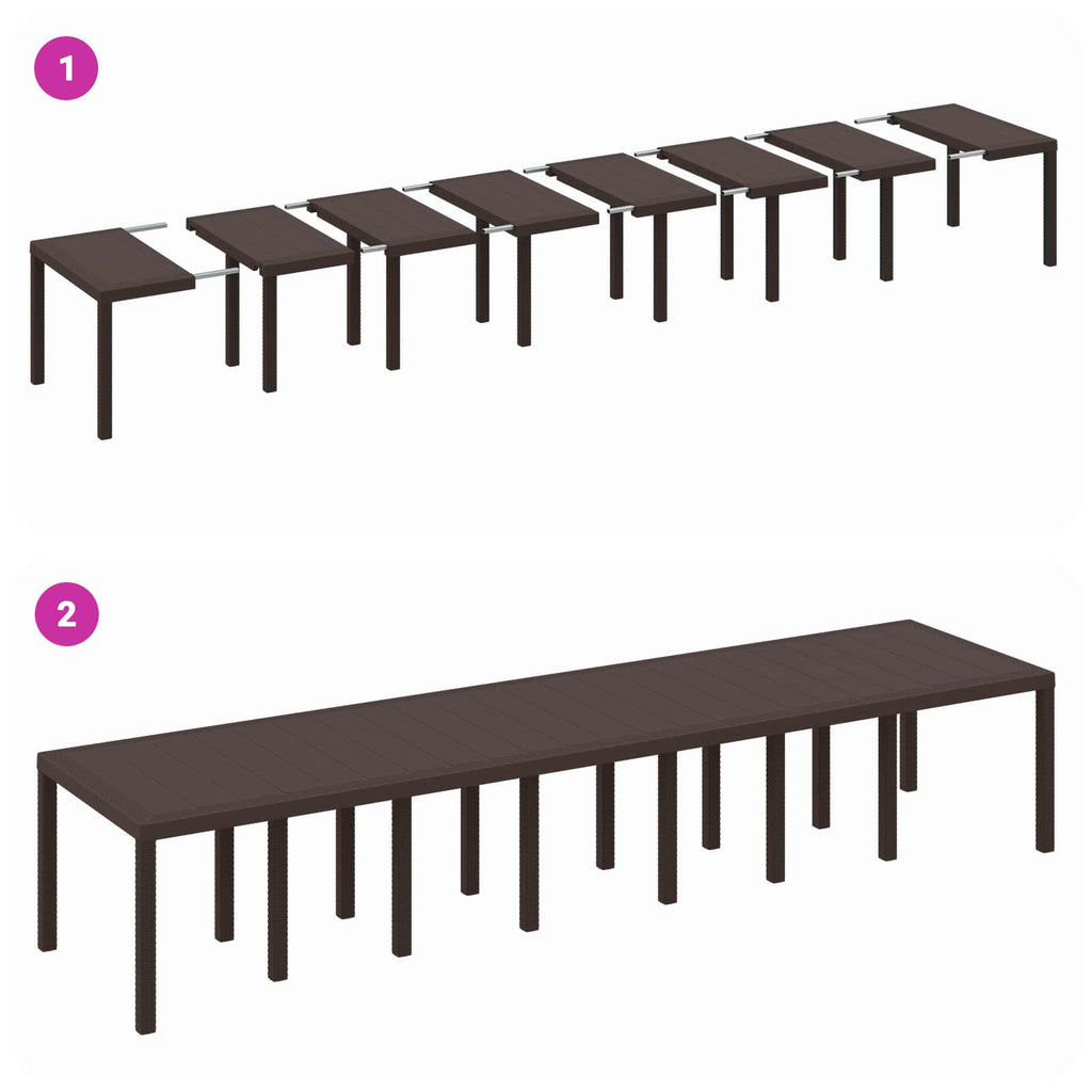 Garden Dining Set With Cushions With Cushion 15 Pcs Brown Pp