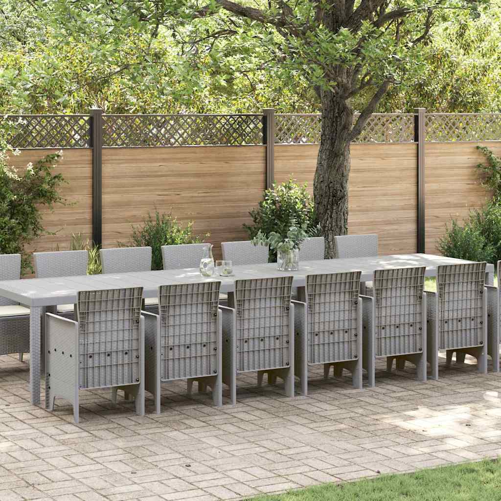 Garden Dining Set With Cushions 15 Pcs Light Grey Pp