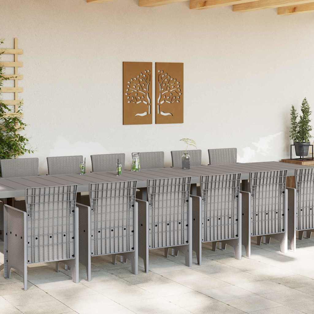 Garden Dining Set With Cushions 15 Pcs Light Grey Pp