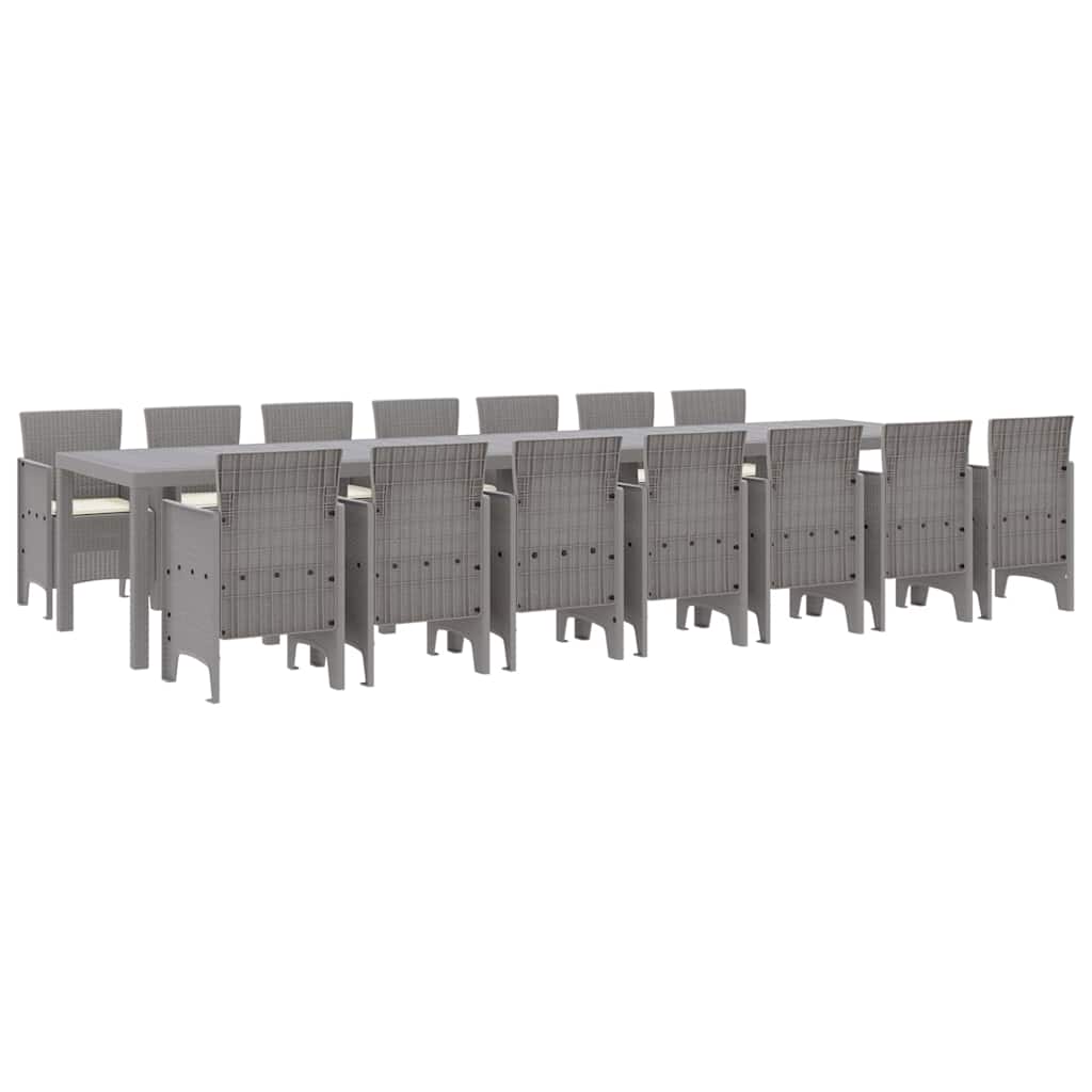 Garden Dining Set With Cushions 15 Pcs Light Grey Pp