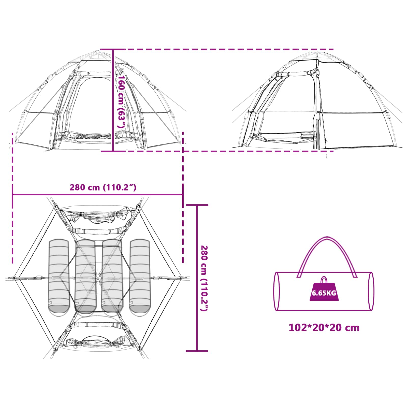 Instant Tent With Rainfly 4-Person Quick-Release