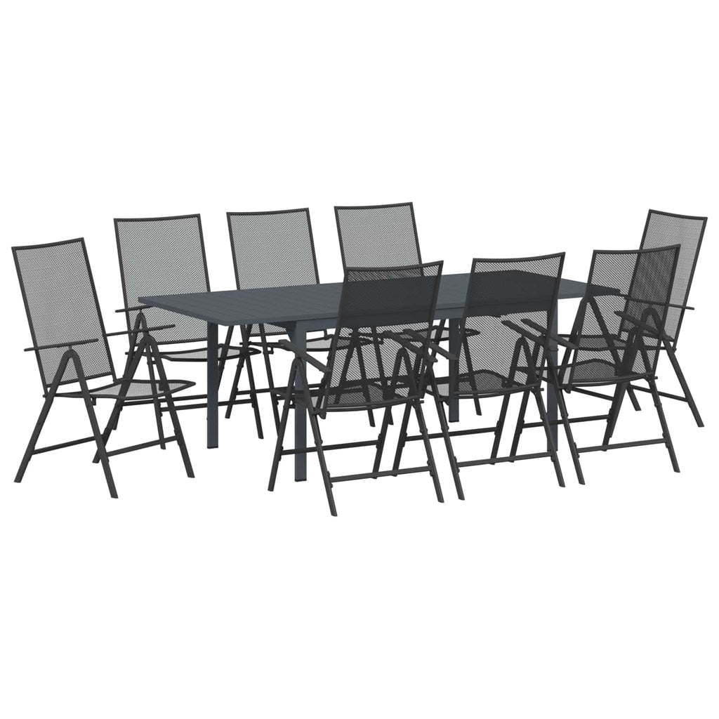 Garden Dining Set Folding 9 Pcs Anthracite Steel