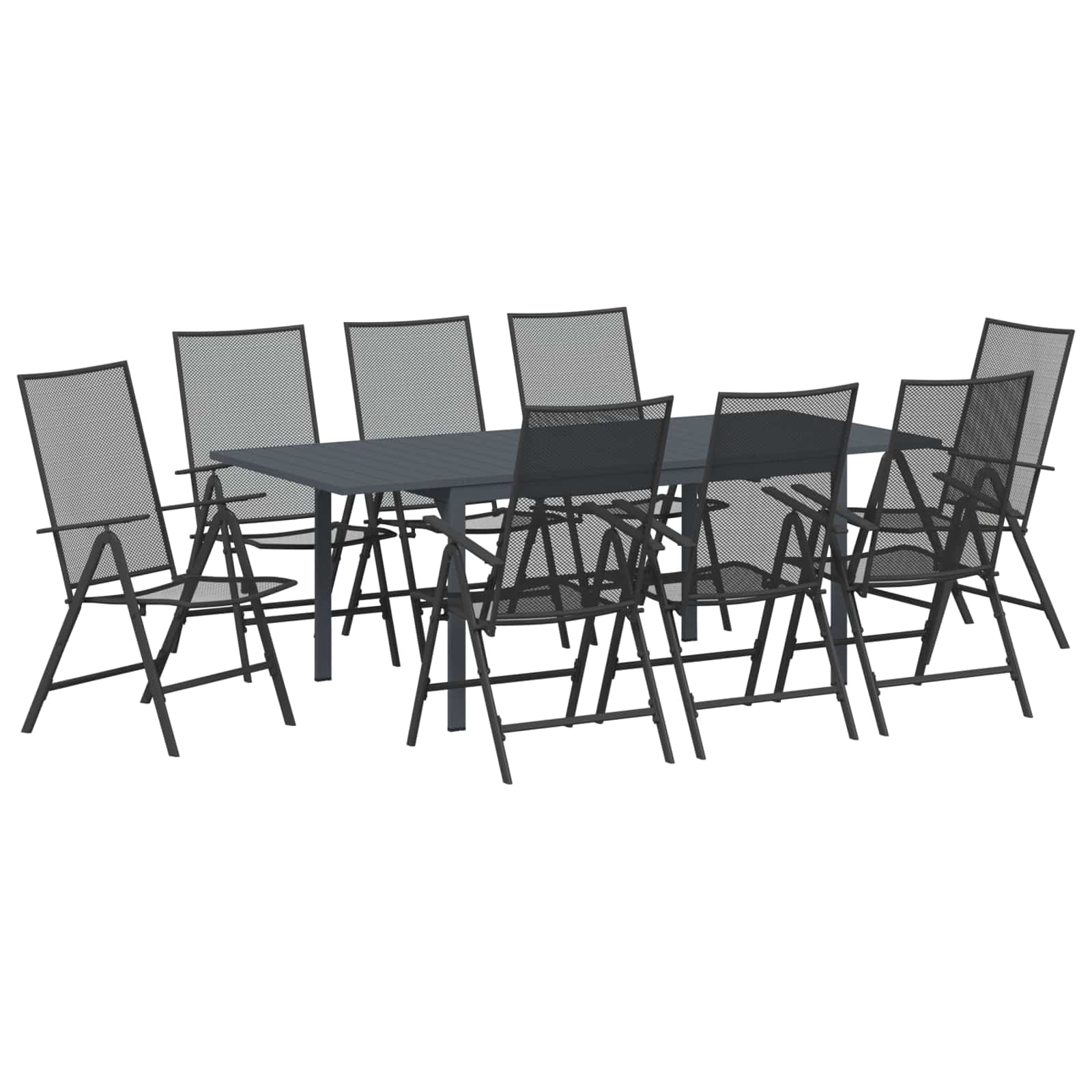 Garden Dining Set Folding 9 Pcs Anthracite Steel