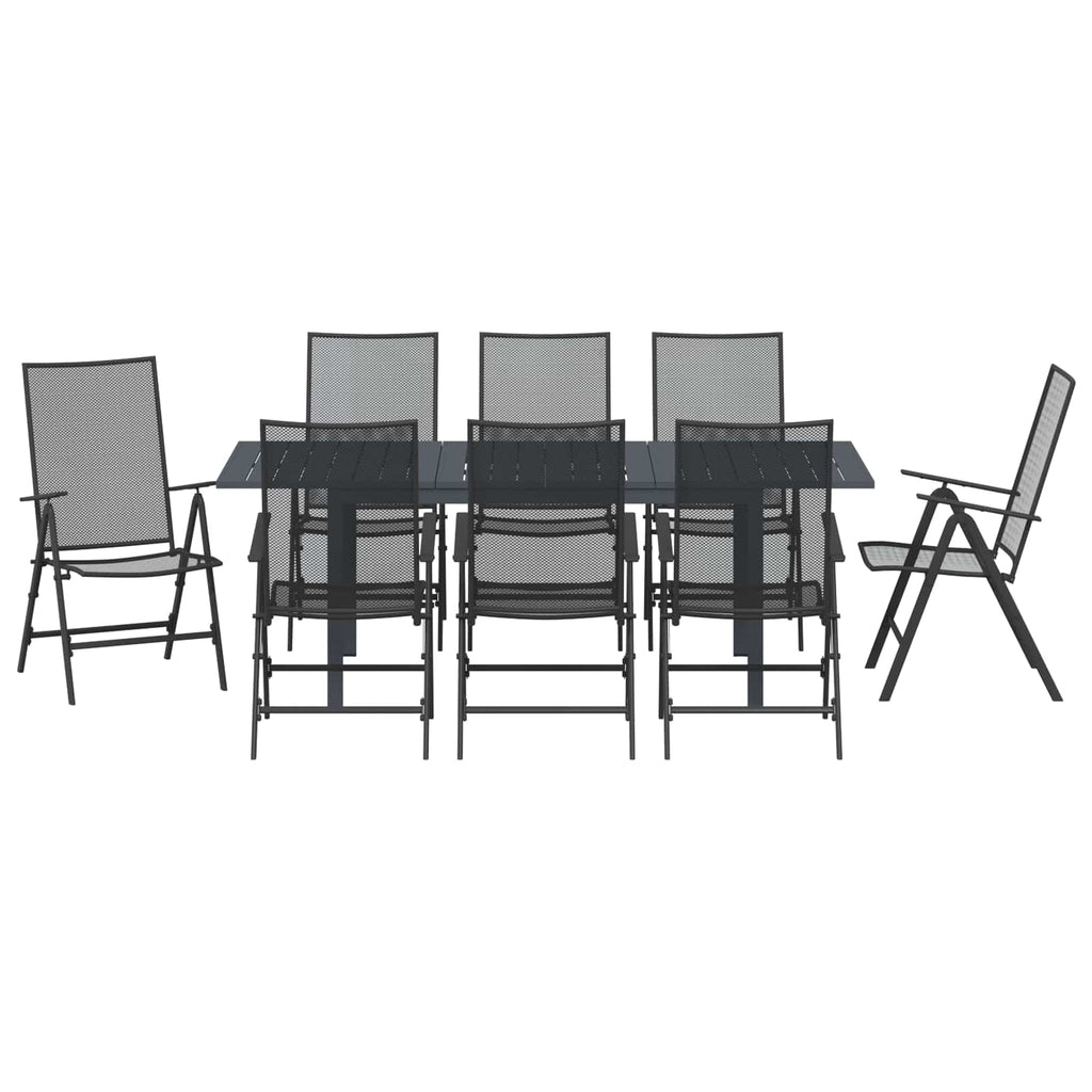 Garden Dining Set Folding 9 Pcs Anthracite Steel