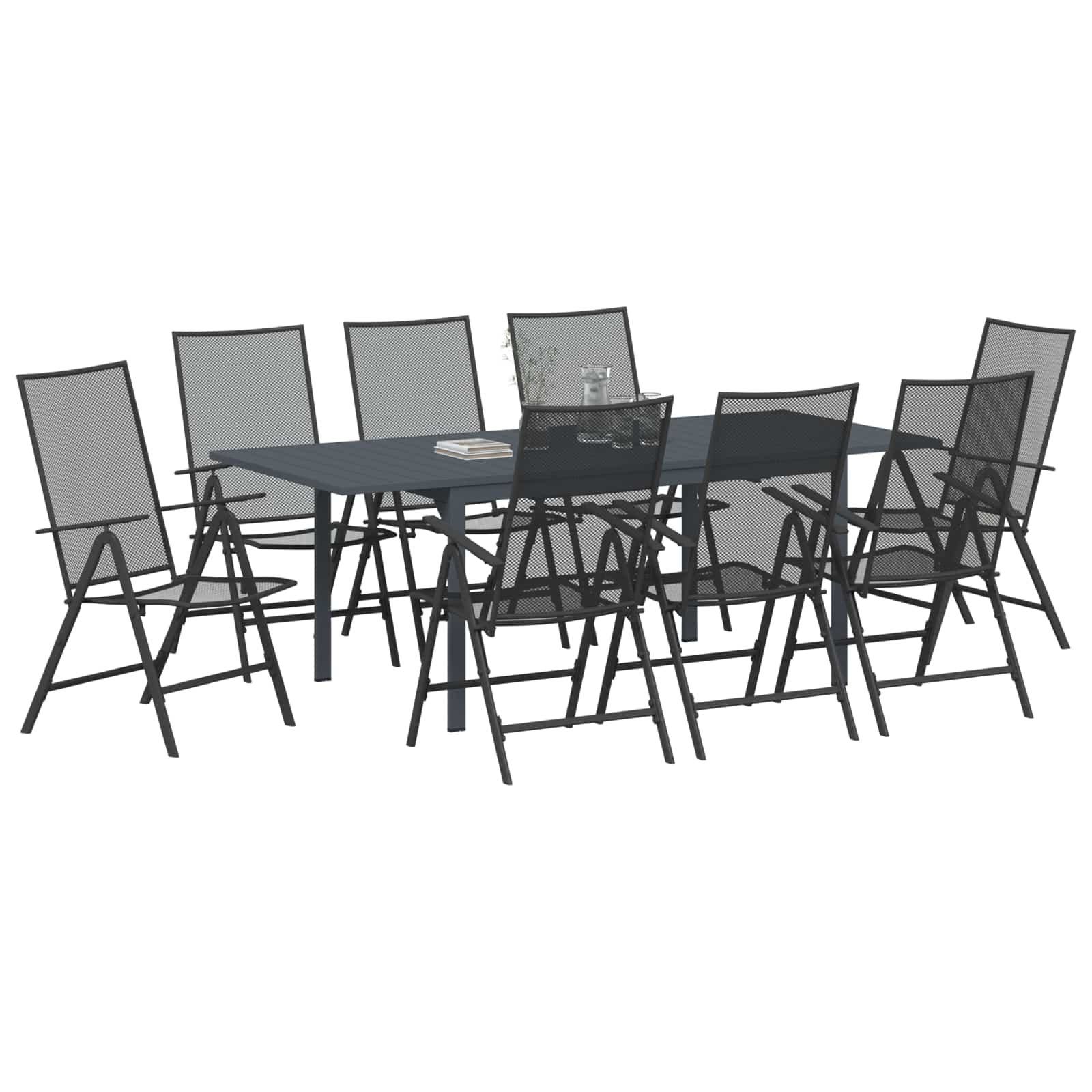 Garden Dining Set Folding 9 Pcs Anthracite Steel