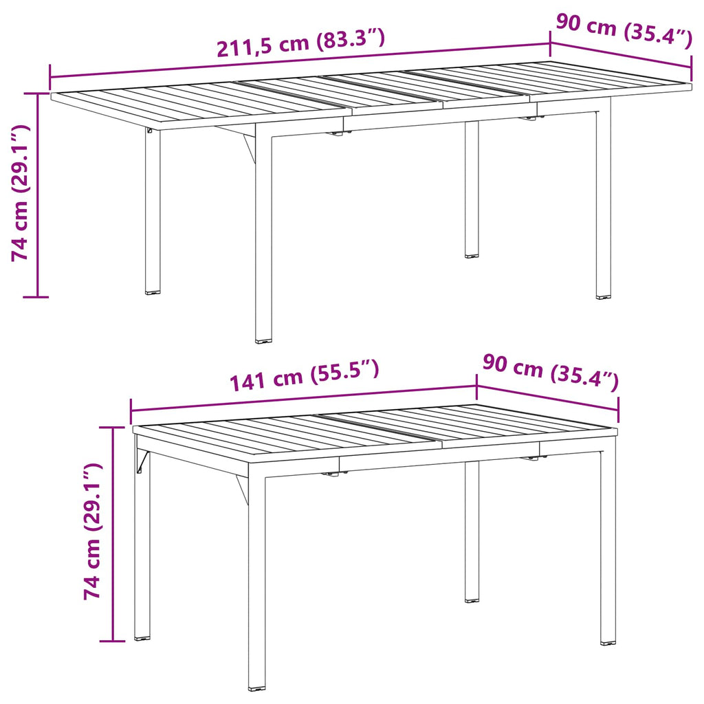 Garden Dining Set Folding 9 Pcs Anthracite Steel