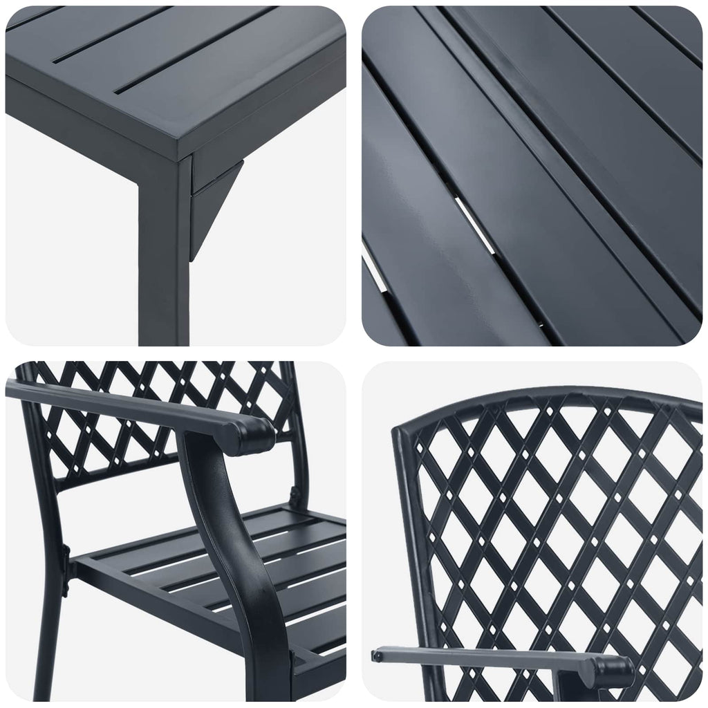 Garden Dining Set 9 Pcs Anthracite Steel