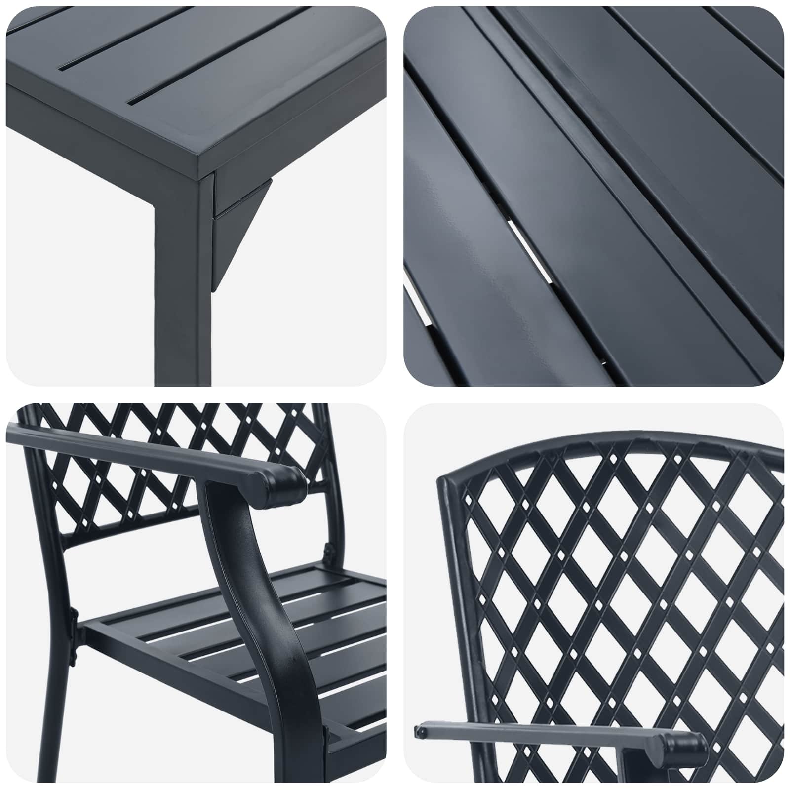 Garden Dining Set 9 Pcs Anthracite Steel