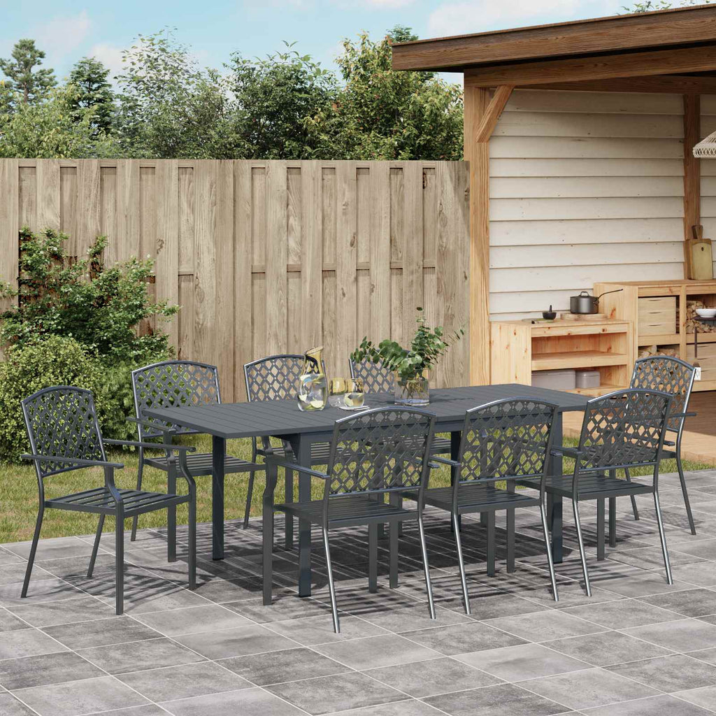 Garden Dining Set 9 Pcs Anthracite Steel