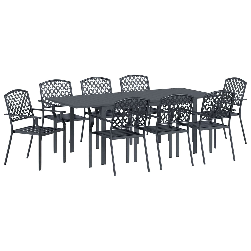 Garden Dining Set 9 Pcs Anthracite Steel