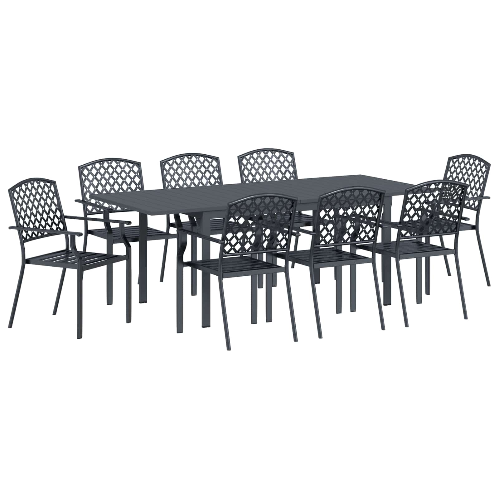 Garden Dining Set 9 Pcs Anthracite Steel