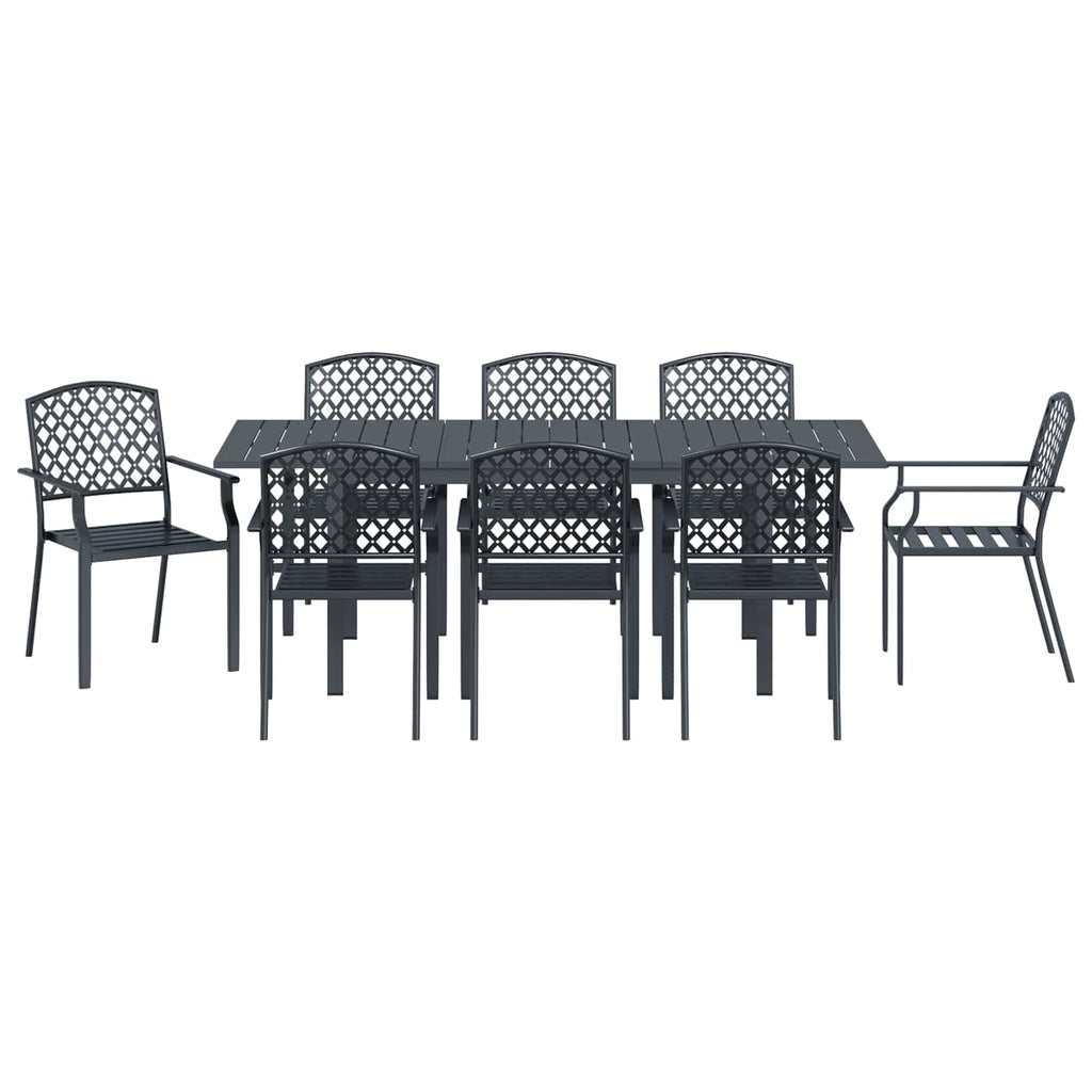 Garden Dining Set 9 Pcs Anthracite Steel