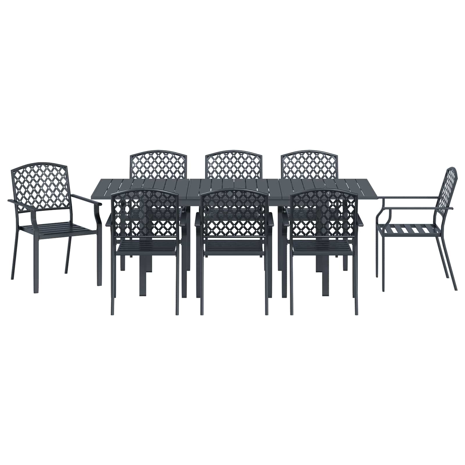 Garden Dining Set 9 Pcs Anthracite Steel