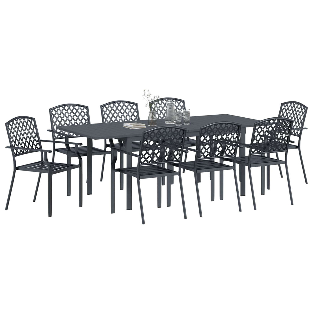Garden Dining Set 9 Pcs Anthracite Steel