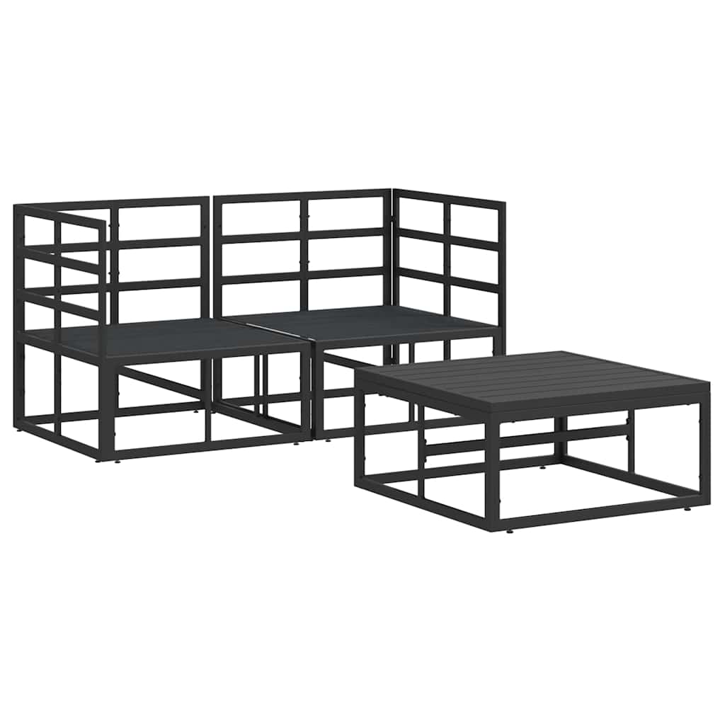 Garden Sofa Set 3 Pcs Black Metal