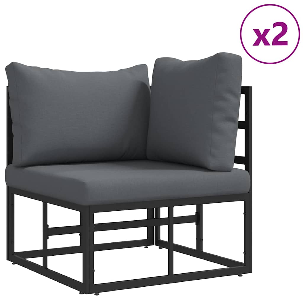 Garden Sofa Set 3 Pcs Black Metal