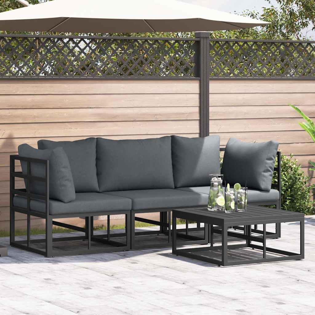 Garden Sofa Set 4 Pcs Black Metal