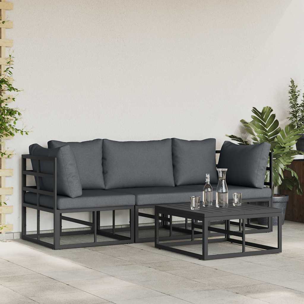 Garden Sofa Set 4 Pcs Black Metal