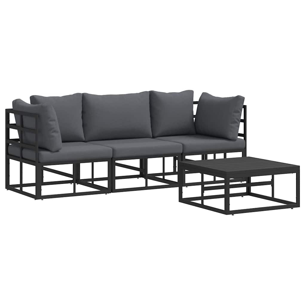Garden Sofa Set 4 Pcs Black Metal