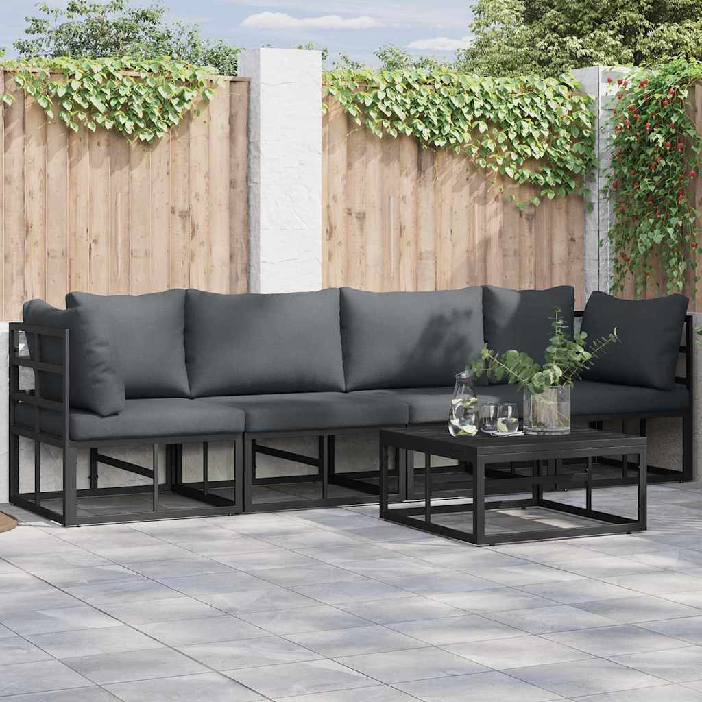 Garden Sofa Set 4 Pcs Black Metal