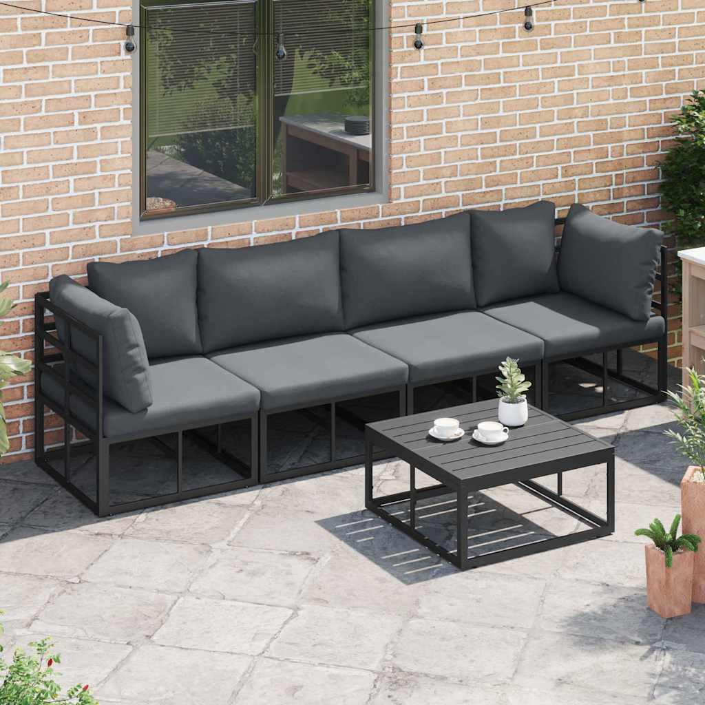 Garden Sofa Set 4 Pcs Black Metal