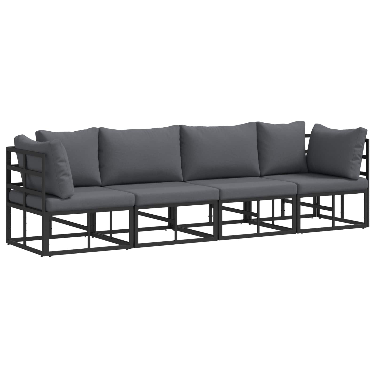Garden Sofa Set 4 Pcs Black Metal