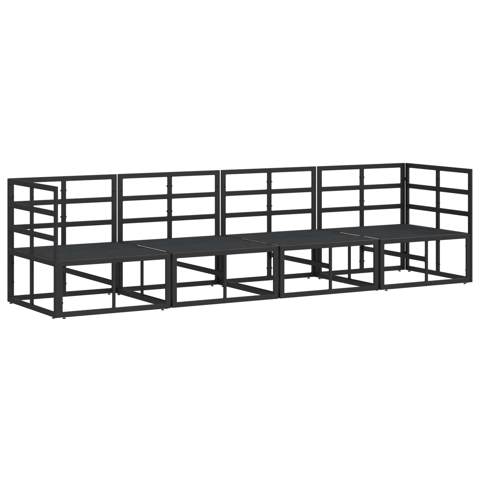 Garden Sofa Set 4 Pcs Black Metal