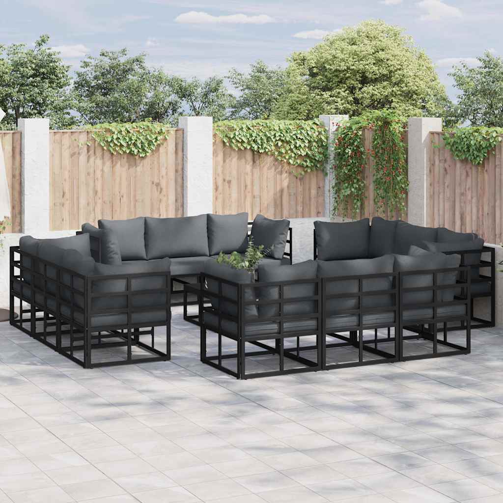 Garden Sofa Set 13 Pcs Black Metal