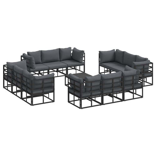 Garden Sofa Set 13 Pcs Black Metal