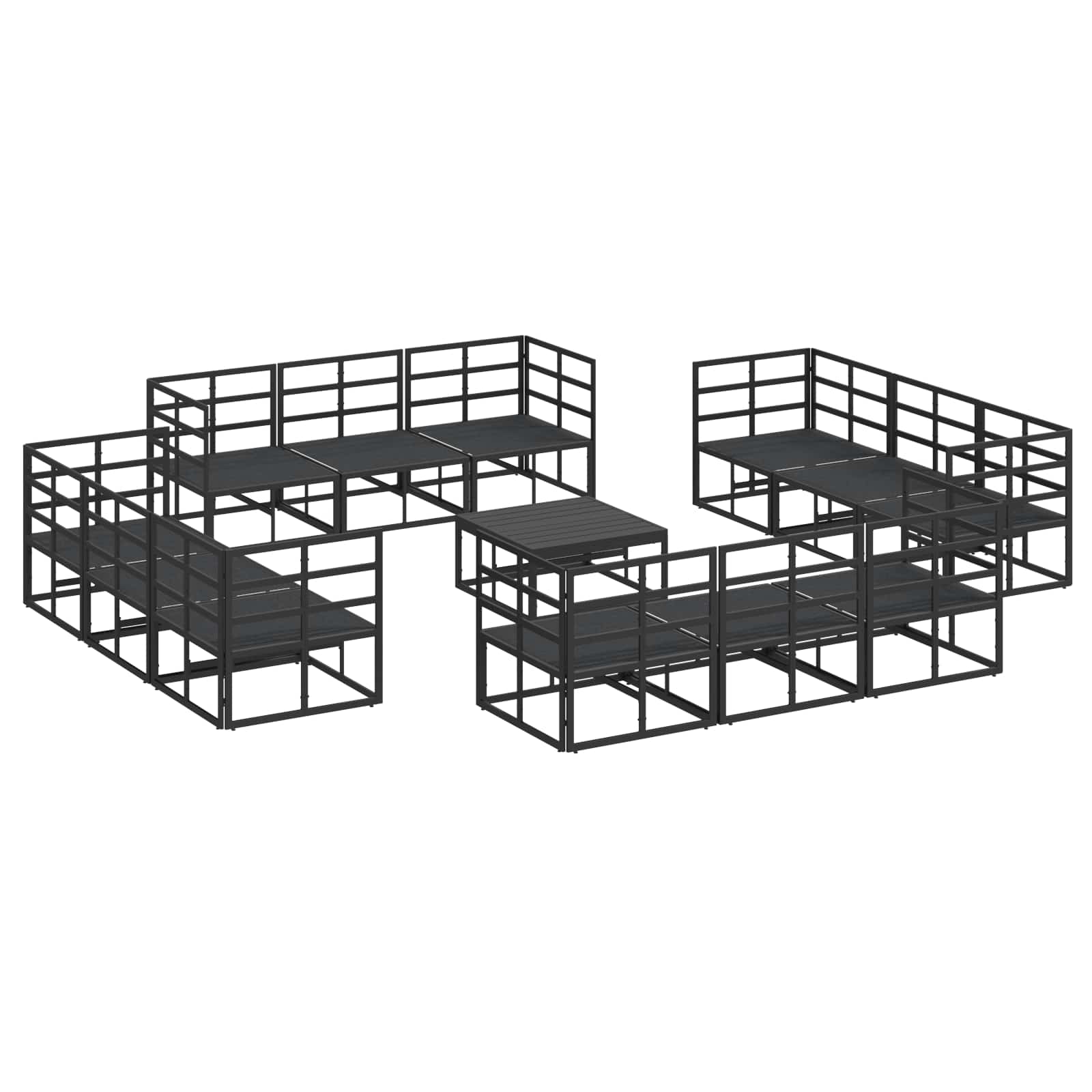 Garden Sofa Set 13 Pcs Black Metal