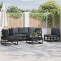 Garden Sofa Set With Cushion 6 Pcs Black Aluminium
