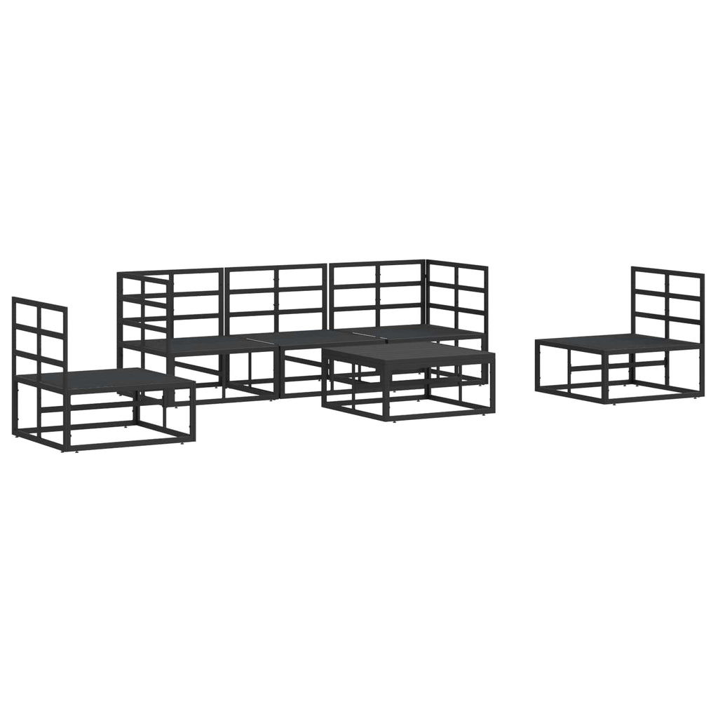 Garden Sofa Set With Cushion 6 Pcs Black Aluminium