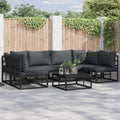 Garden Sofa Set With Cushion 6 Pcs Black Aluminium