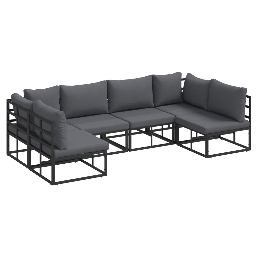 Garden Sofa Set With Cushion 6 Pcs Black Aluminium