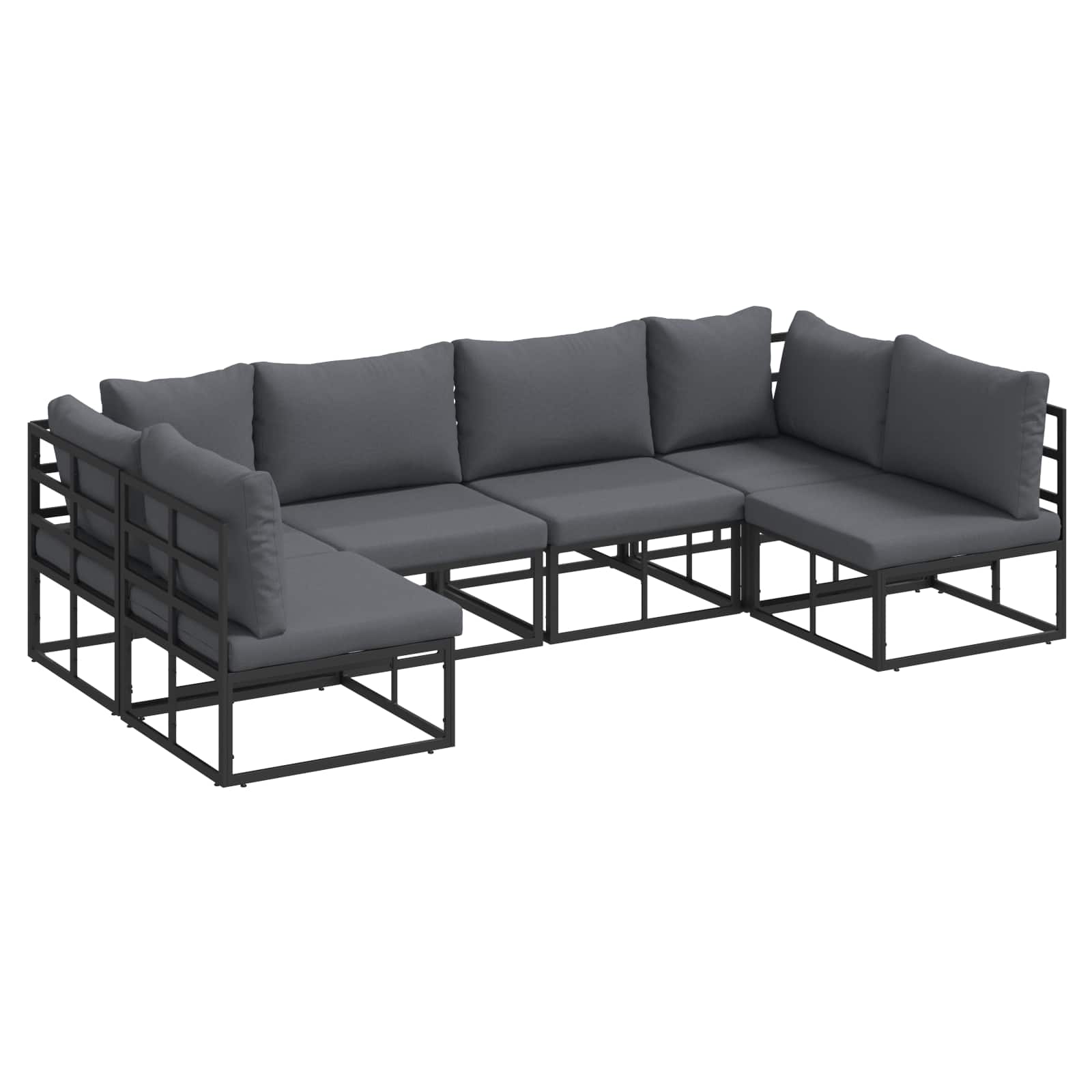 Garden Sofa Set With Cushion 6 Pcs Black Aluminium