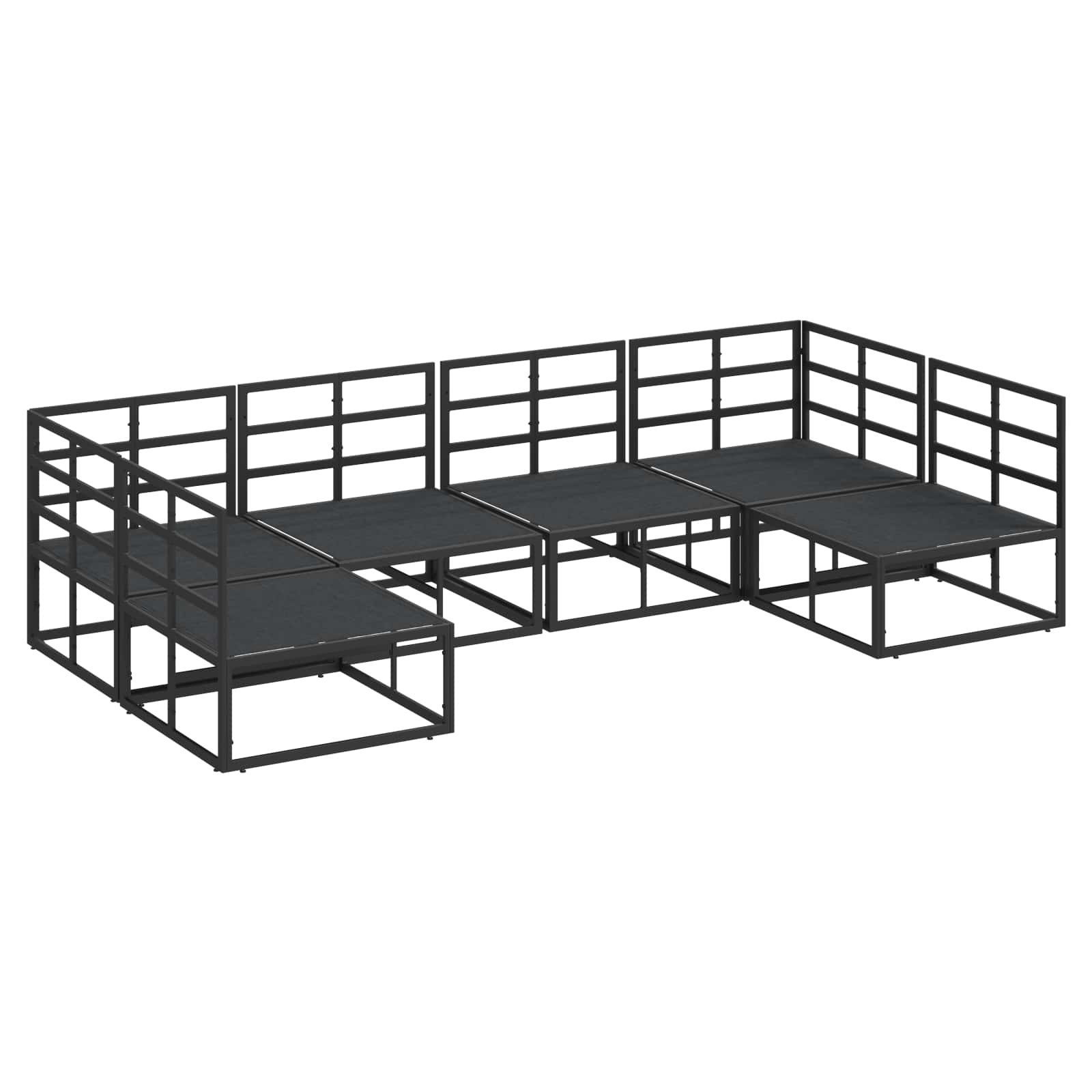 Garden Sofa Set With Cushion 6 Pcs Black Aluminium