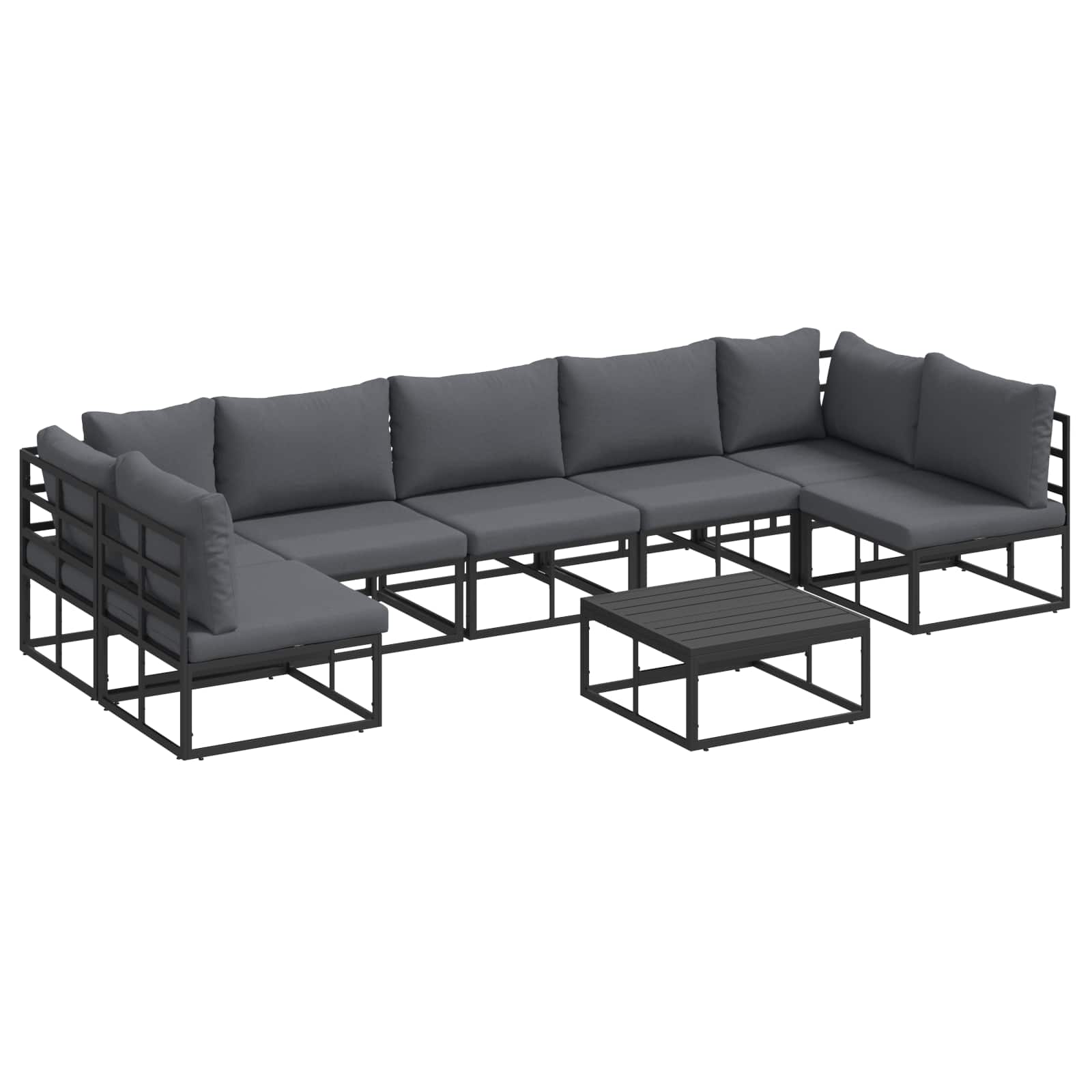 Garden Sofa Set With Cushion 8 Pcs Black Aluminium