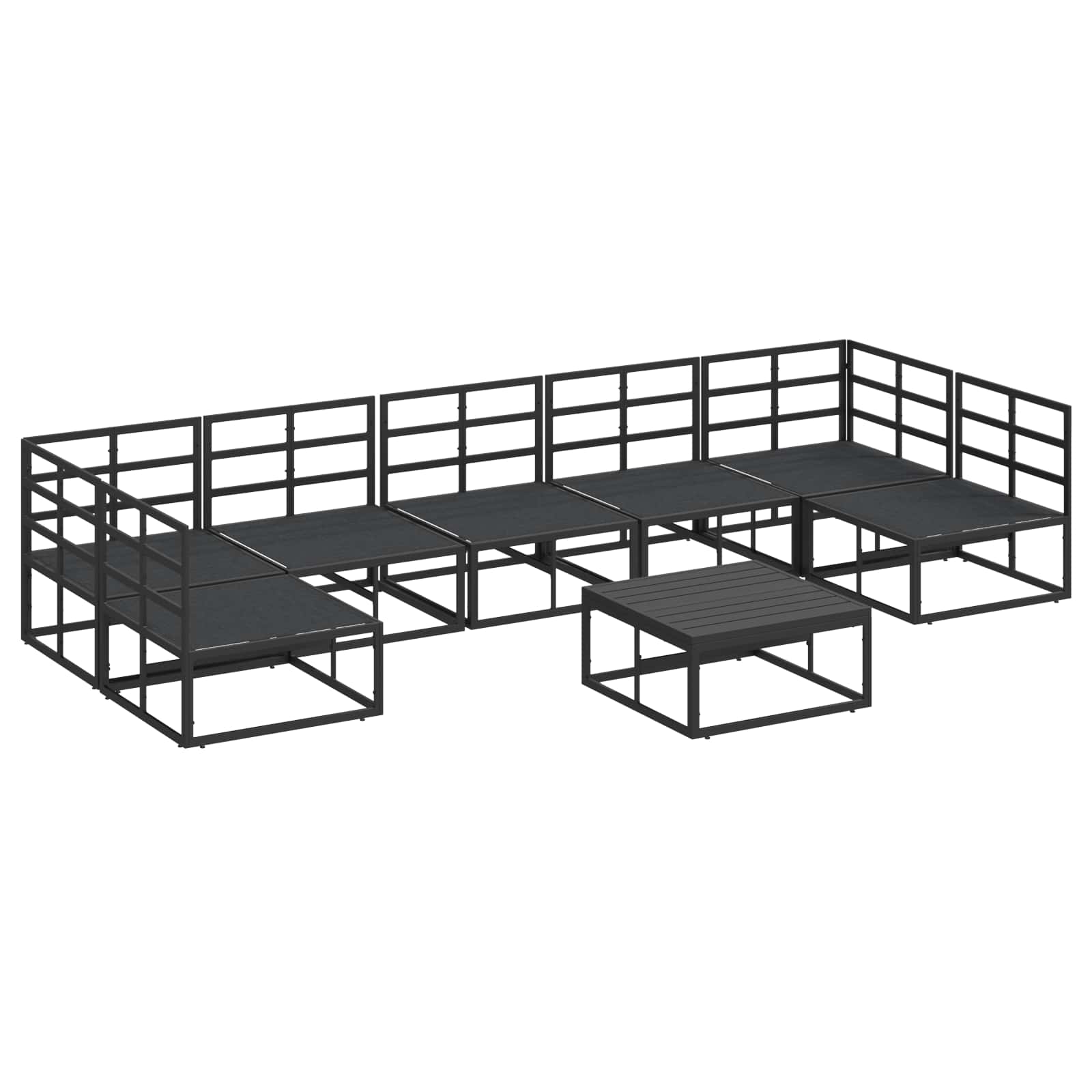Garden Sofa Set With Cushion 8 Pcs Black Aluminium