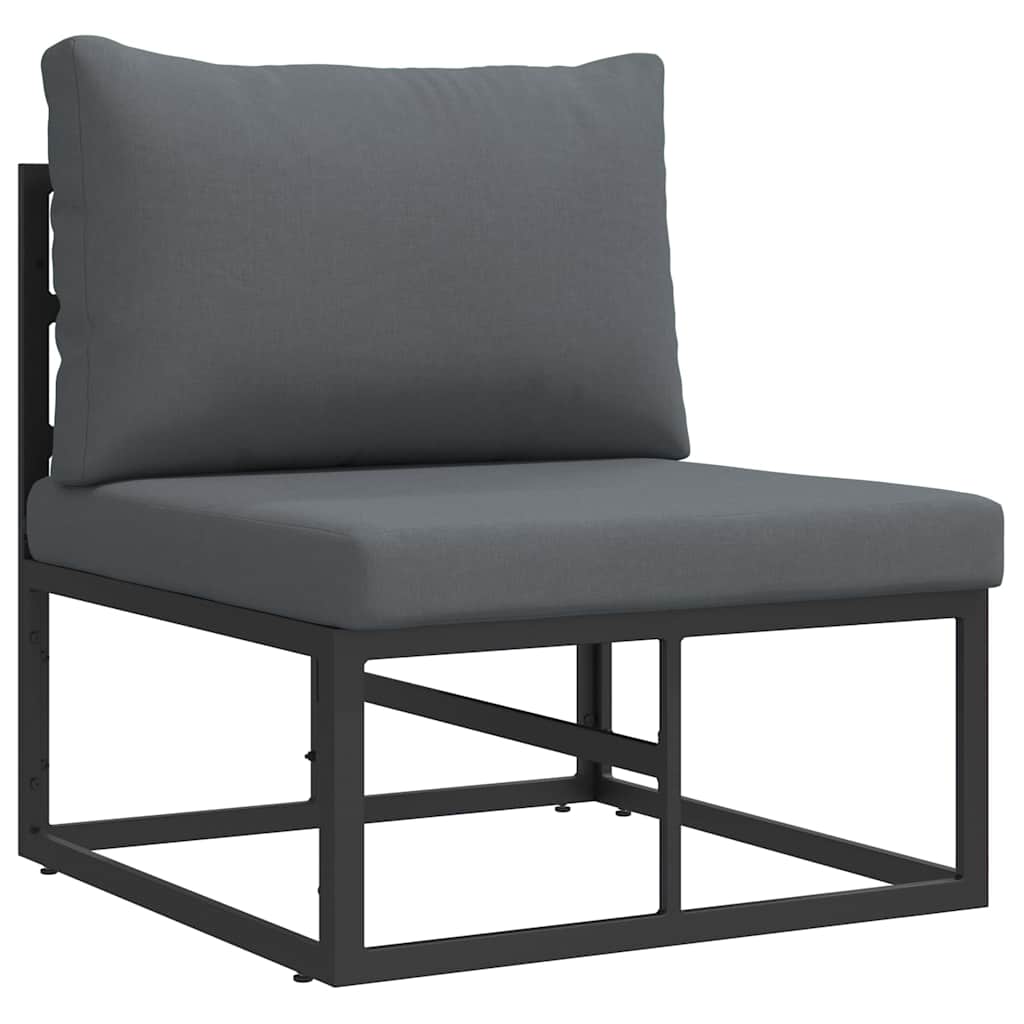 Outdoor Furniture Set Garden Sofa Cushion 4 Pcs Black Aluminium Adjustable LED W