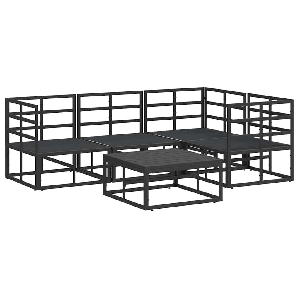 Outdoor Furniture Set Garden Sofa Cushion 4 Pcs Black Aluminium Adjustable LED W